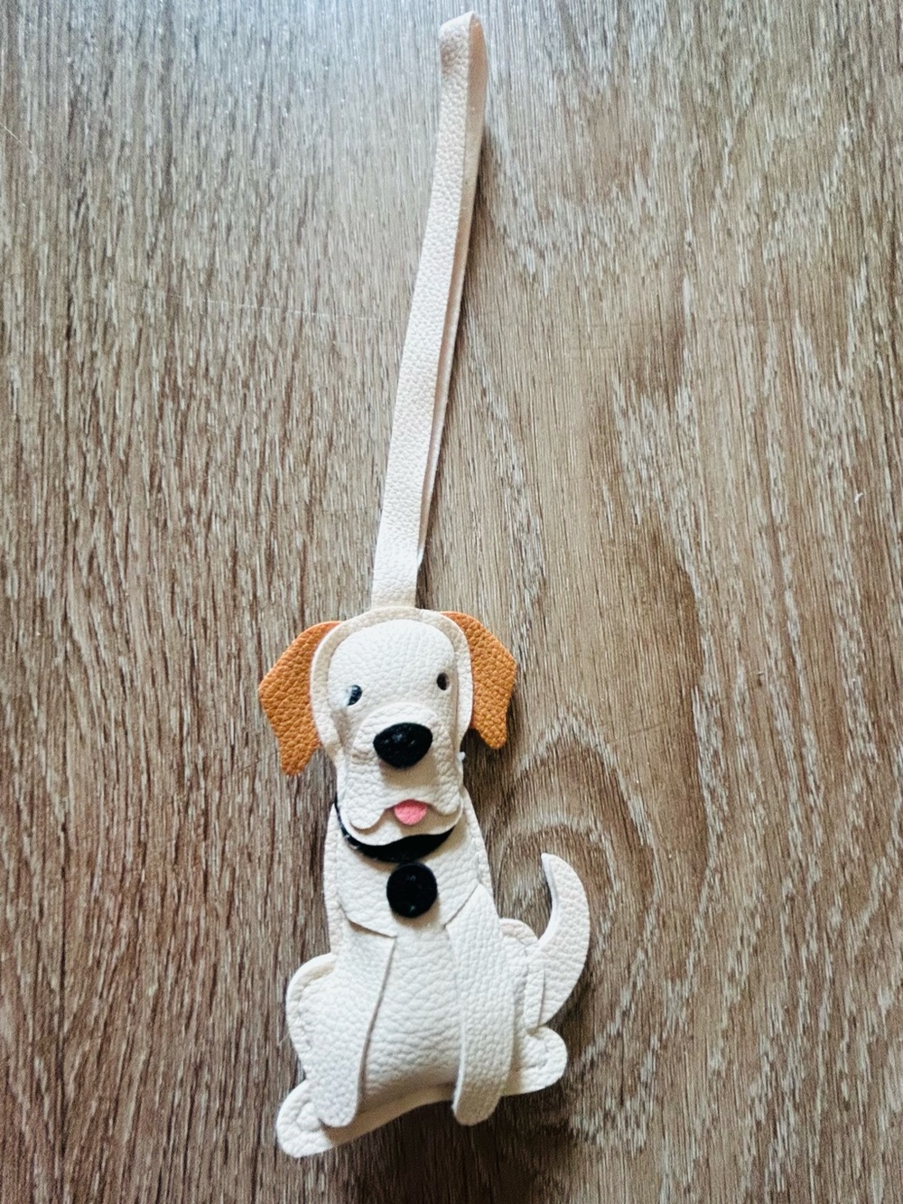Cream & Tan Labrador Dog Vegan Leather Bag Charm